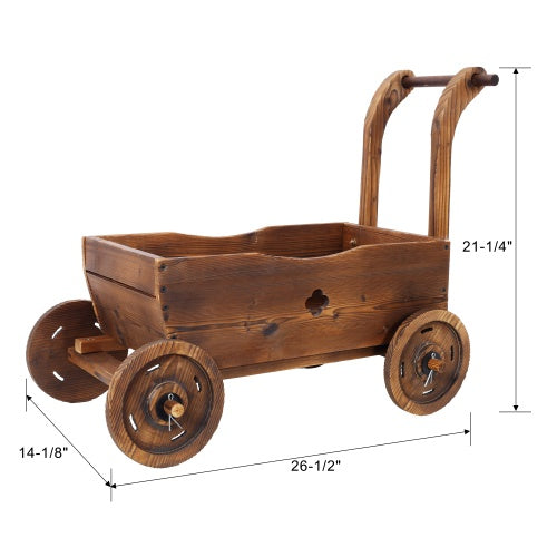 Wooden Wagon Planter with Wheels – Mobile Garden Planter