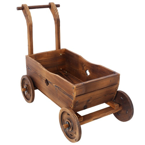 Wooden Wagon Planter with Wheels – Mobile Garden Planter