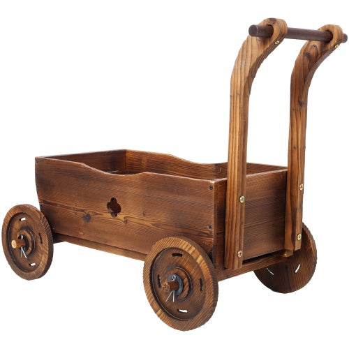 Wooden Wagon Planter with Wheels – Mobile Garden Planter