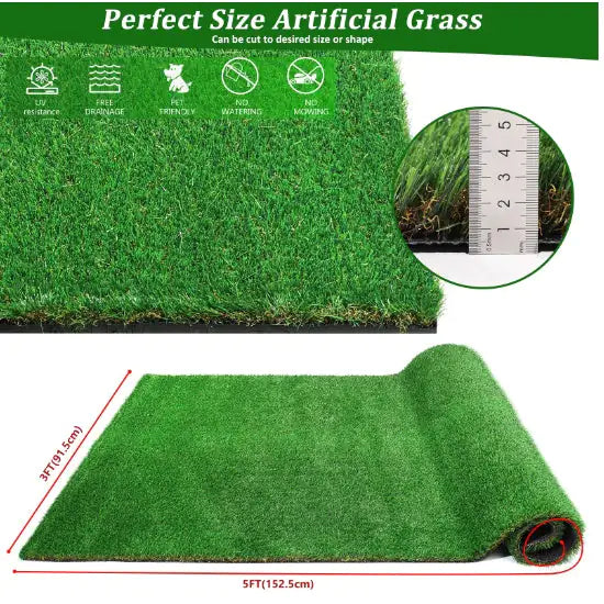 Premium Thick Realistic Fake Grass - All-Season Lawn Roll