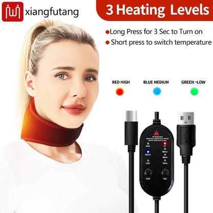 Electric Heated Neck Support - Vibration Massager & Hot Compress for Pain Relief