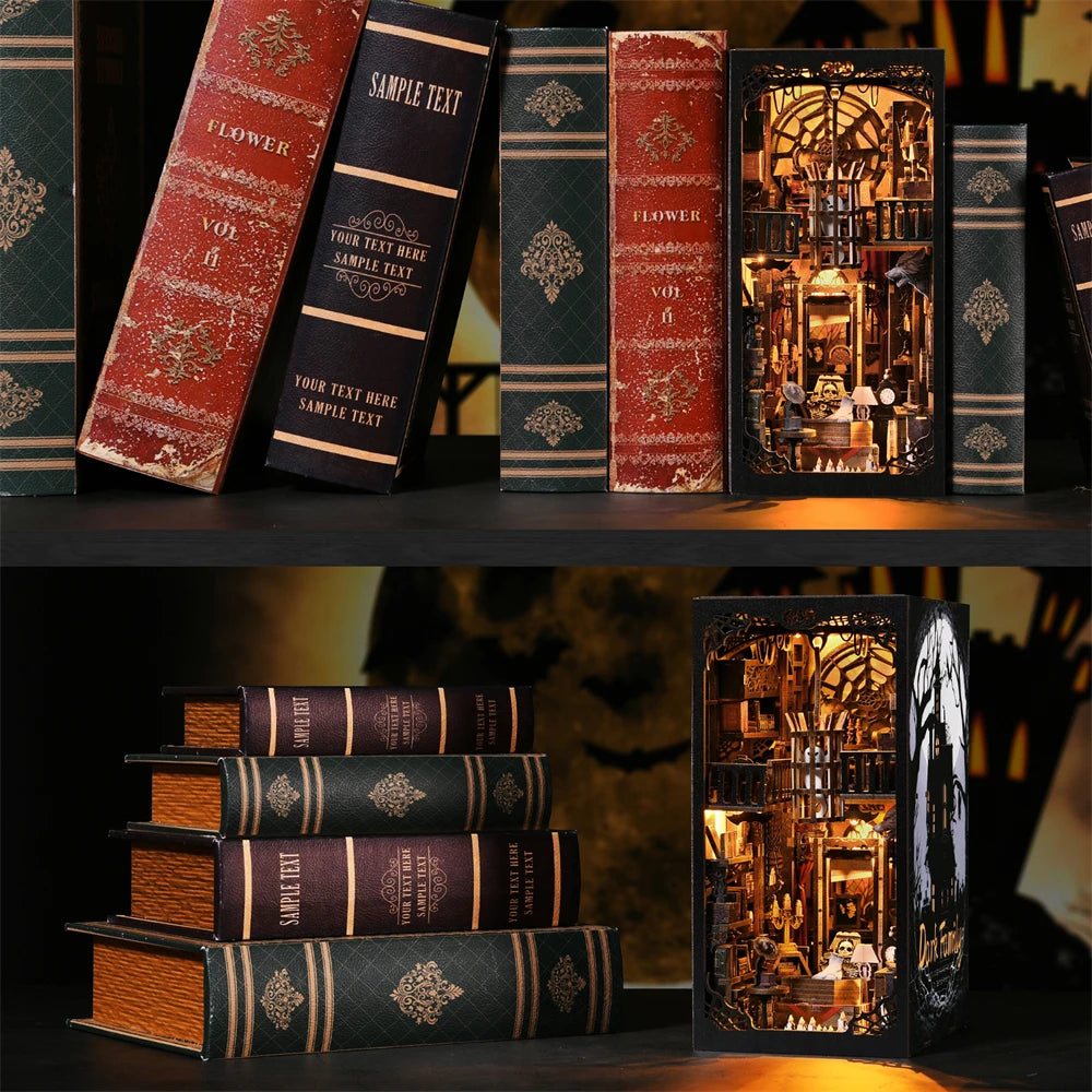 Gothic Dark Family Book Nook - DIY Wooden Puzzle Bookshelf Decor