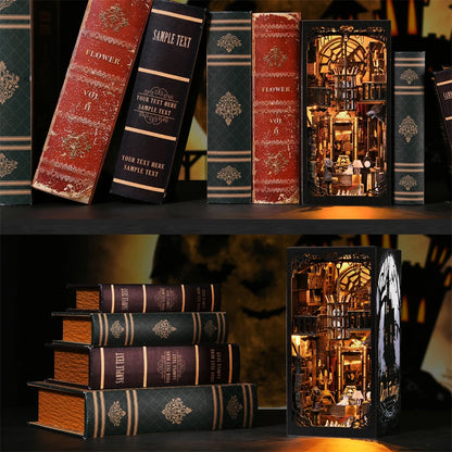Gothic Dark Family Book Nook - DIY Wooden Puzzle Bookshelf Decor