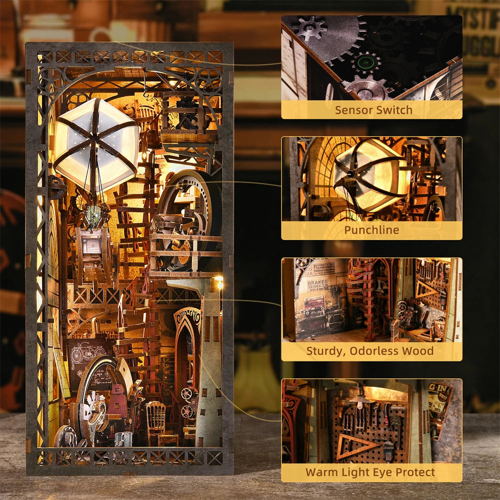 Maker's Balloon Workshop Book Nook - DIY 3D Wooden Puzzle Kit