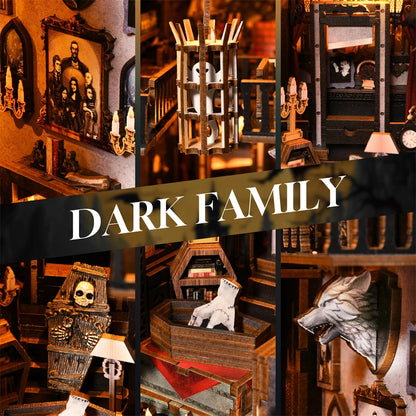 Gothic Dark Family Book Nook - DIY Wooden Puzzle Bookshelf Decor