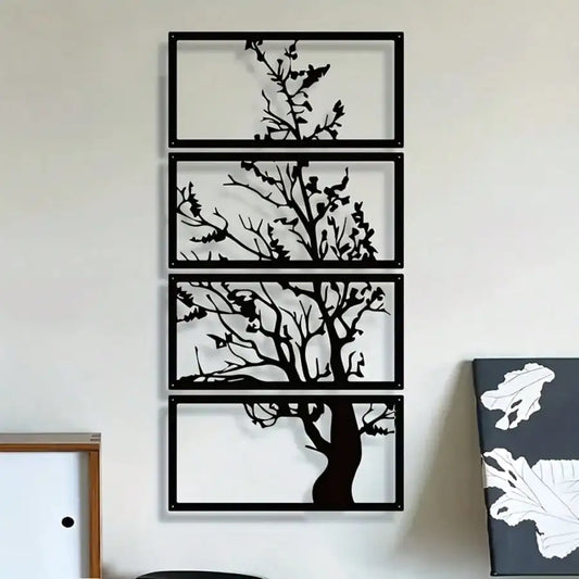 Tree of Life Metal Wall Art - 4-Piece Modern Silhouette Decor