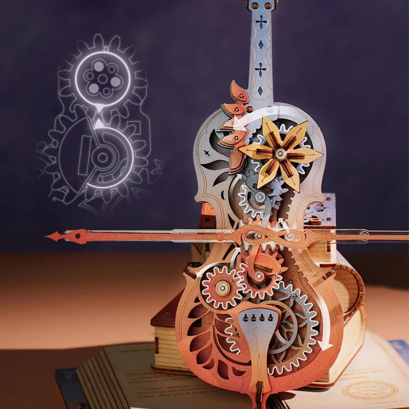 Symphony of Dreams: Mechanical Cello 3D Wooden Music Box