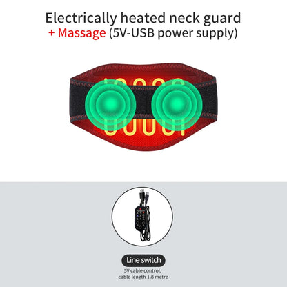Electric Heated Neck Support - Vibration Massager & Hot Compress for Pain Relief