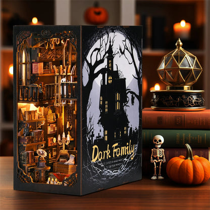 Gothic Dark Family Book Nook - DIY Wooden Puzzle Bookshelf Decor