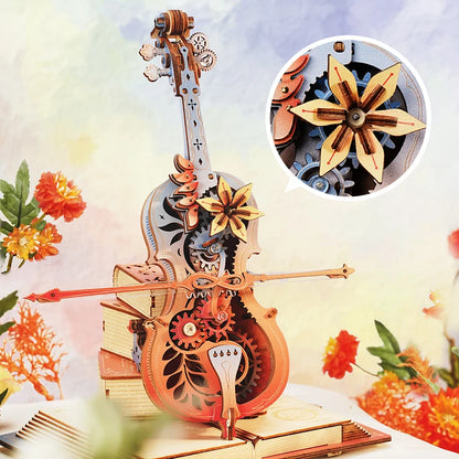 Symphony of Dreams: Mechanical Cello 3D Wooden Music Box