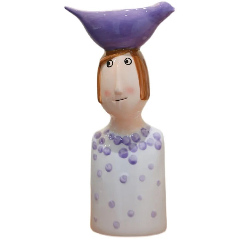 Artistic Figurine Ceramic Vase - Modern Sculpture Home Decor