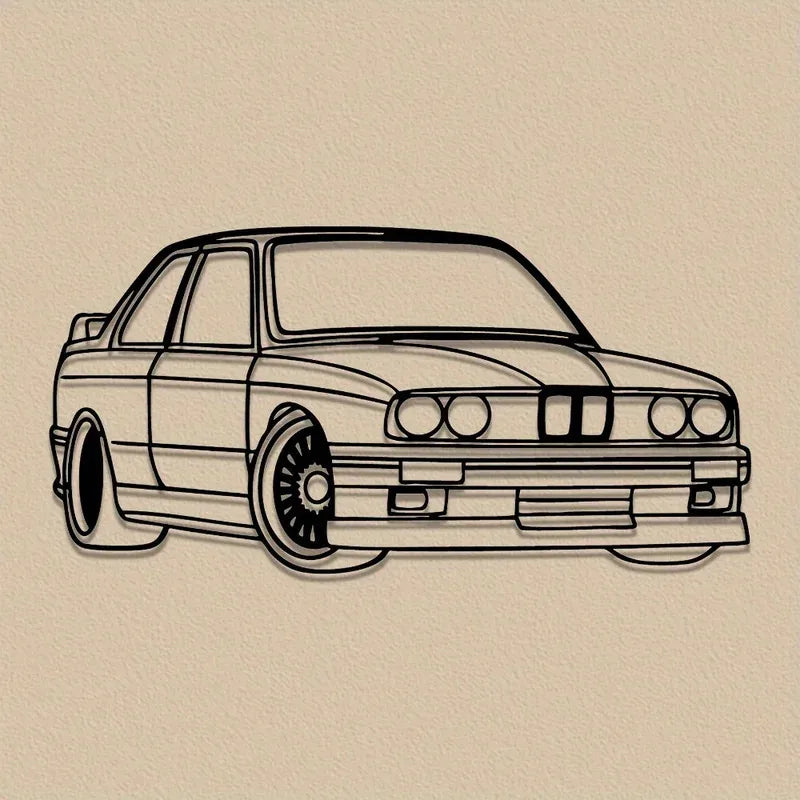 Vintage Car Metal Wall Art - Retro 2D Silhouette Sculpture