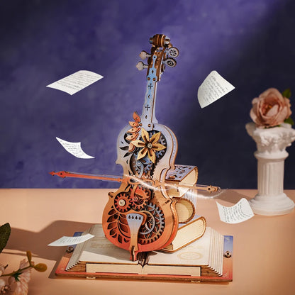 Symphony of Dreams: Mechanical Cello 3D Wooden Music Box