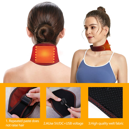 Electric Heated Neck Support - Vibration Massager & Hot Compress for Pain Relief