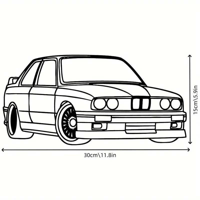 Vintage Car Metal Wall Art - Retro 2D Silhouette Sculpture