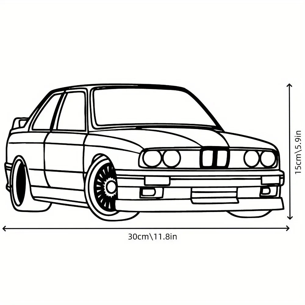 Vintage Car Metal Wall Art - Retro 2D Silhouette Sculpture
