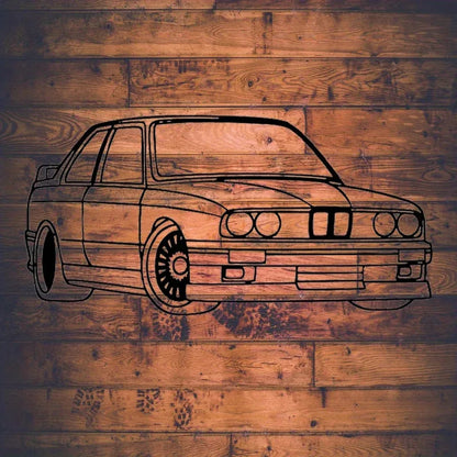Vintage Car Metal Wall Art - Retro 2D Silhouette Sculpture