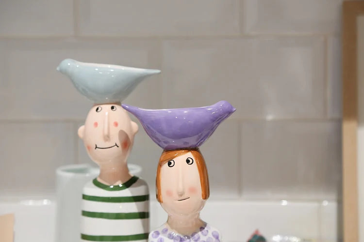 Artistic Figurine Ceramic Vase - Modern Sculpture Home Decor