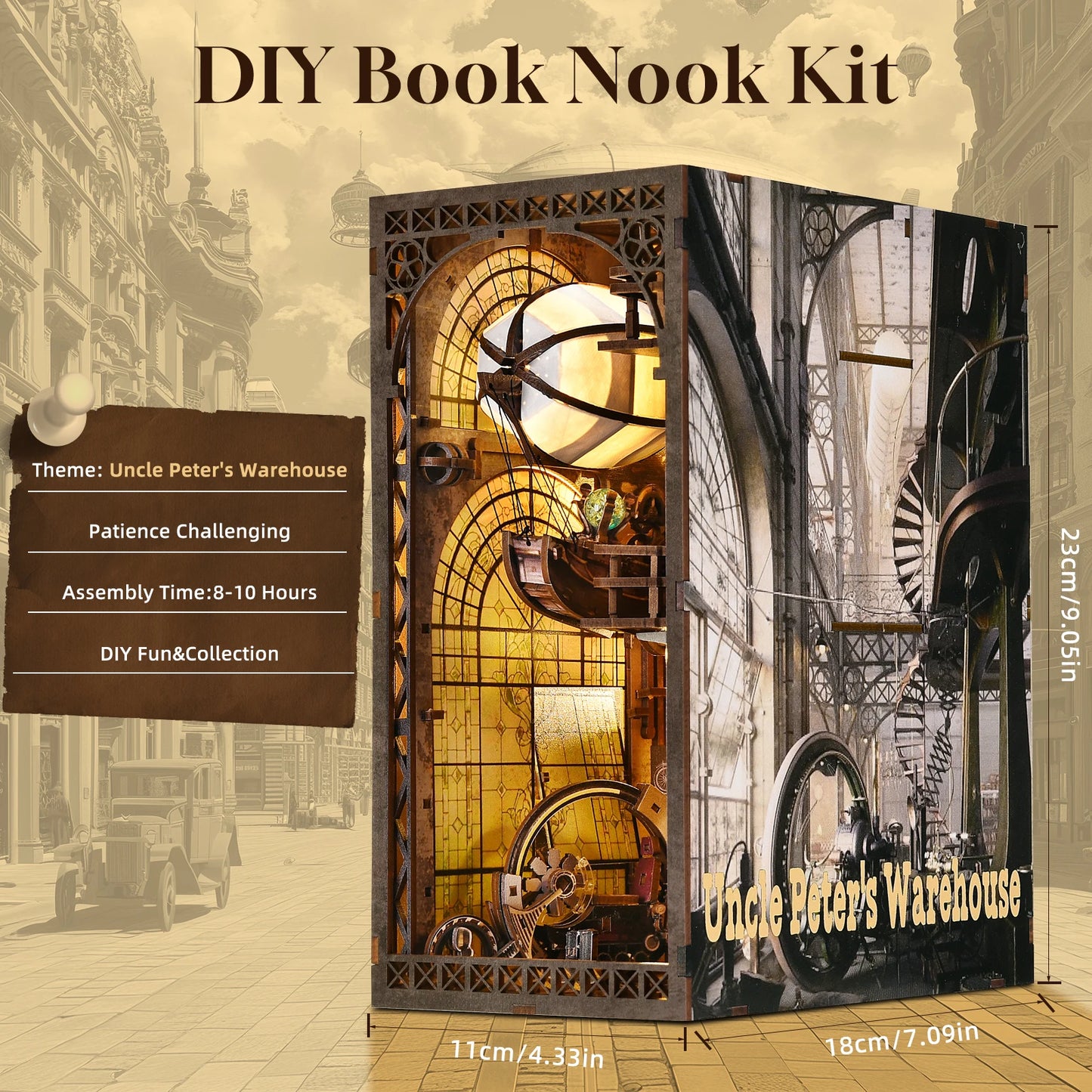 Maker's Balloon Workshop Book Nook - DIY 3D Wooden Puzzle Kit