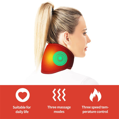 Electric Heated Neck Support - Vibration Massager & Hot Compress for Pain Relief