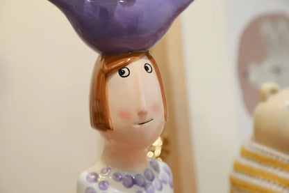 Artistic Figurine Ceramic Vase - Modern Sculpture Home Decor