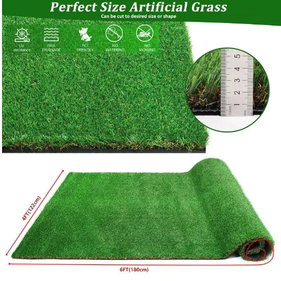 Premium Thick Realistic Fake Grass - All-Season Lawn Roll