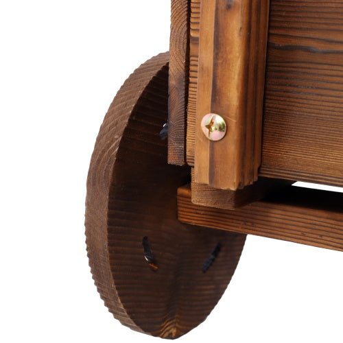 Wooden Wagon Planter with Wheels – Mobile Garden Planter